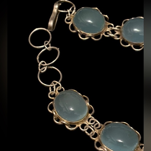 Vintage Sterling Silver Chalcedon Bracelet - intricate /handmade - Picture 6 of 10